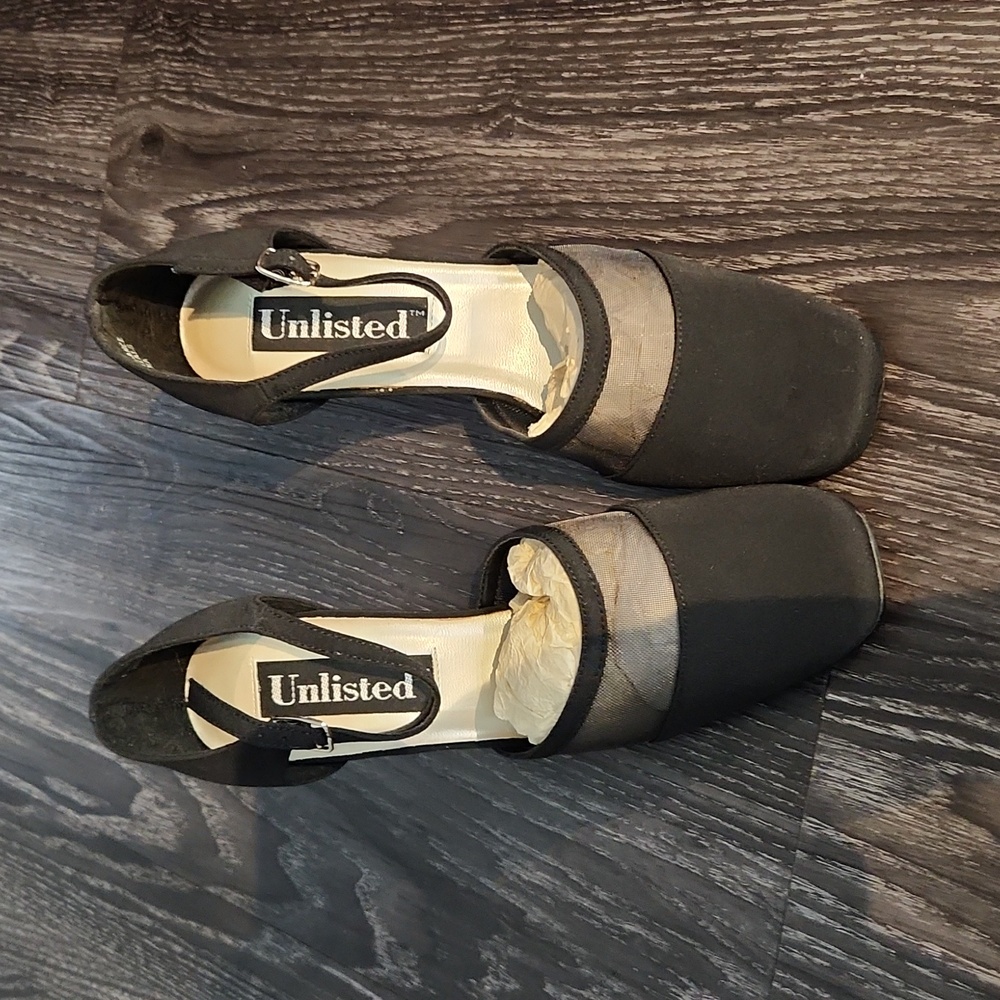 Unlisted Vintage Mary Jane Black Cloth Heels 7